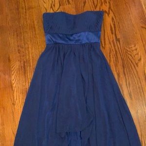 Strapless  blue high low dress